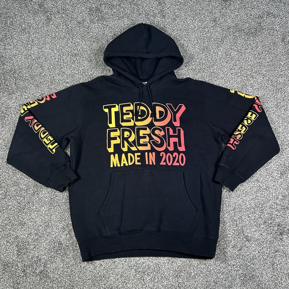 Teddy Fresh Hoodie Mens XL Black Pullover Hoody Hoodie Colorful‎ Ombré Graphic